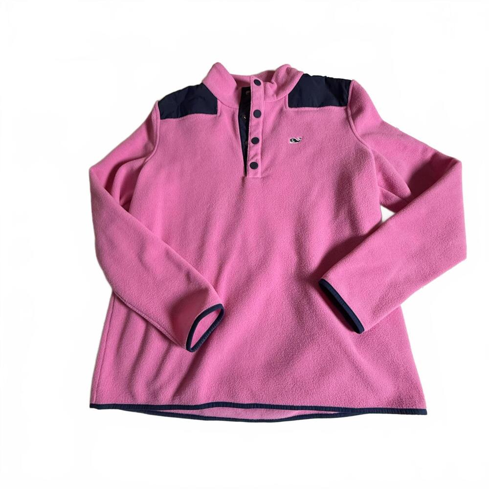Vineyard Vines Pink & Blue quarter Snap Fleece. Sz Large Nautical Preppy. Luxury